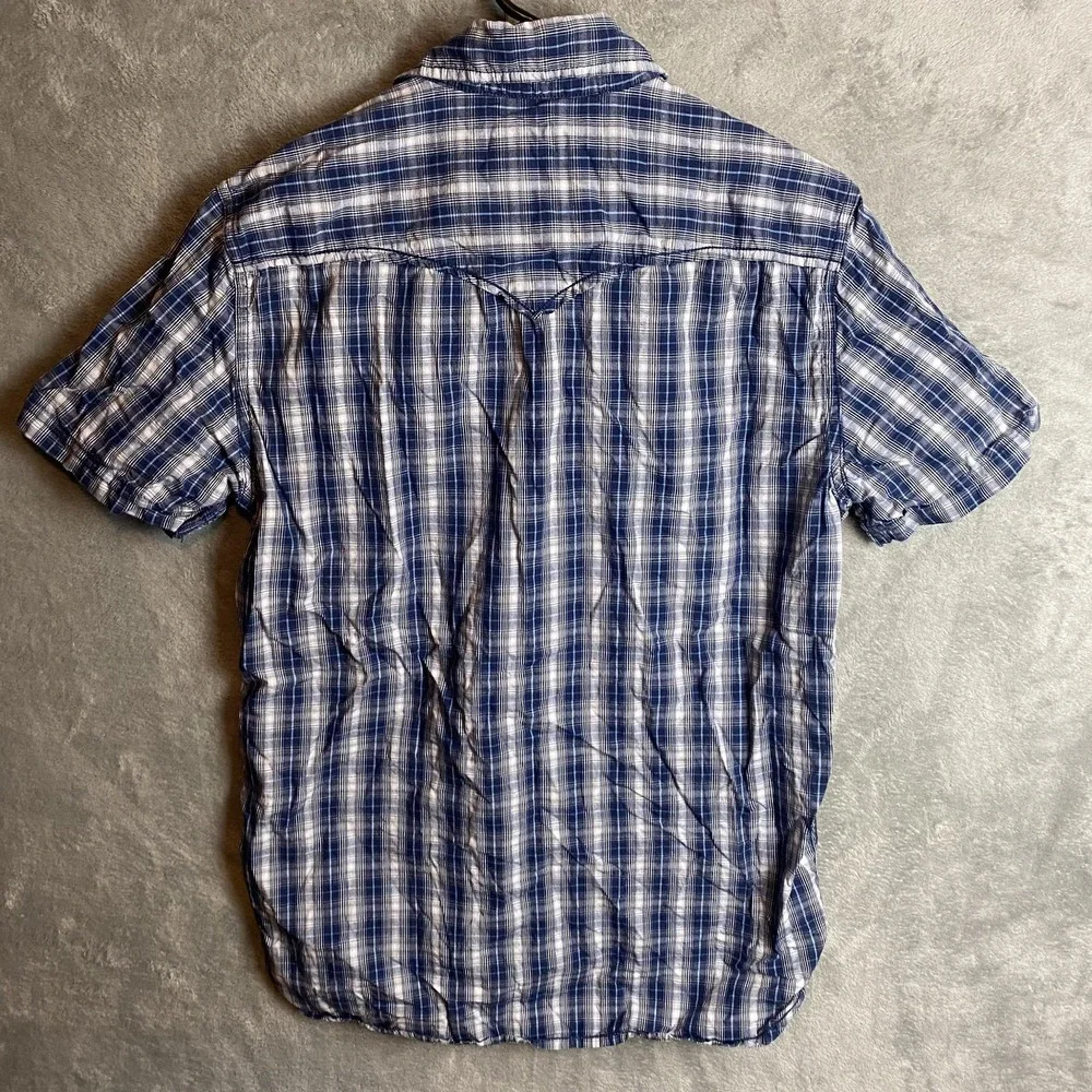 Levi's Men's Small Plaid Short Sleeve Shirt Blue 100% Cotton